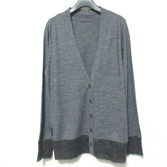 Prada V-neck Mohair Ribbed Cashmere Blend Knit Cardigan M Gray Women's Used